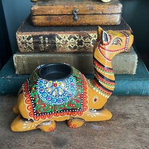 Boho Wooden Camel Tea Light Candle Holder